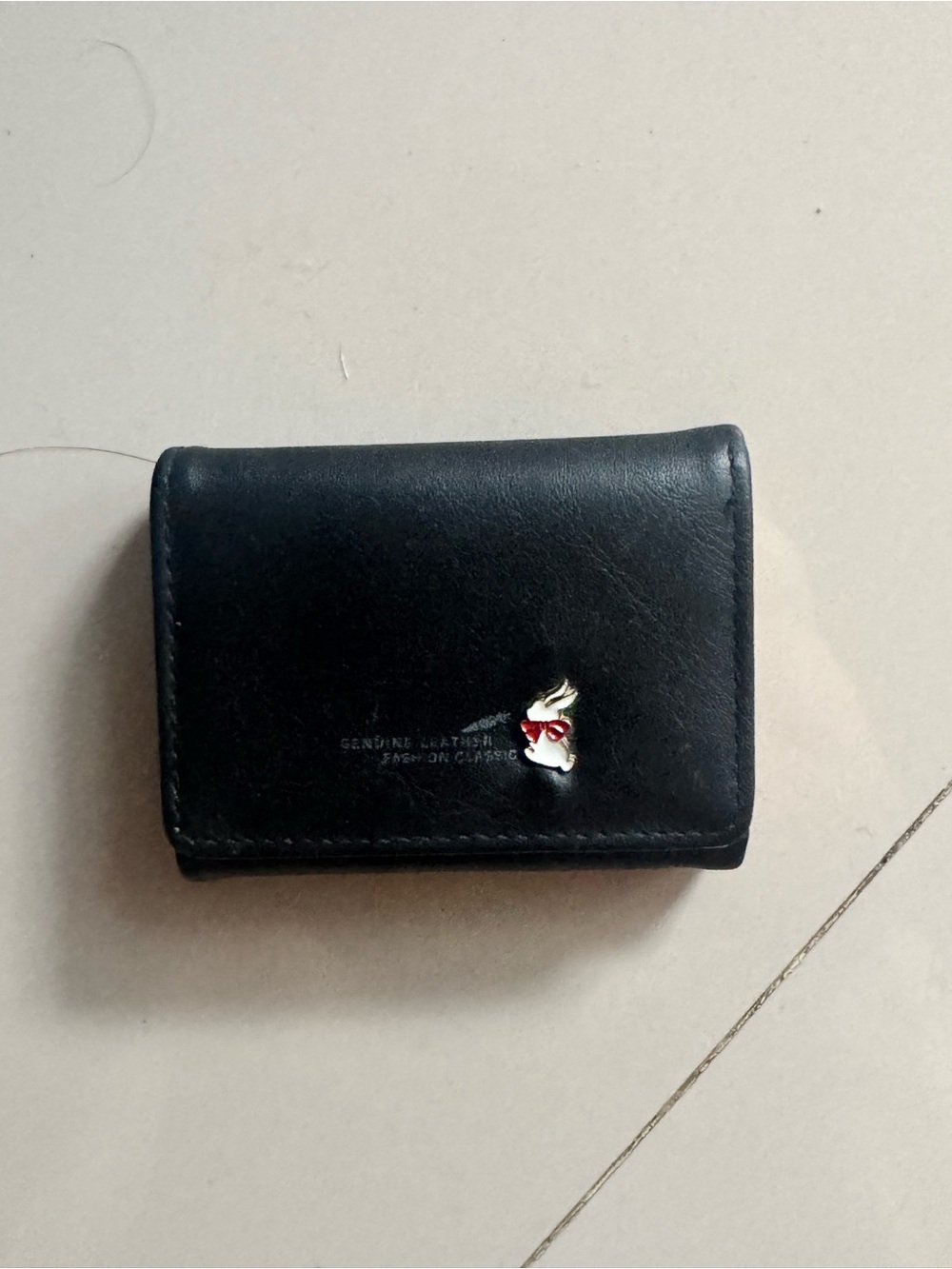 Genuine Leather Black Men's Wallet with Deer Emblem